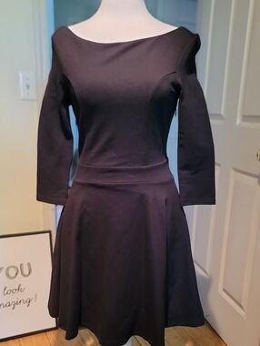Arden B. Classic Black Boatneck Fit-and-Flare Dress